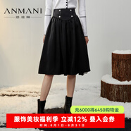 恩曼琳（ANMANI）ANMANI恩曼琳23春新款霧面珍珠雙排扣高a字裙中長(zhǎng)半身裙EANCCH99 黑色-預(yù)售7天 S-預(yù)售7天
