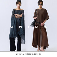 UNICA/靈動(dòng)飄逸_進(jìn)口琉璃網(wǎng)紗閃耀光澤感斗篷連衣裙 【 透視慕斯棕 】日本進(jìn)口 均碼 F/【現貨48小時(shí)發(fā)】