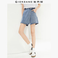佐丹奴牛仔裙褲女夏季時髦洗水斜搭片中腰牛仔短褲女13405303