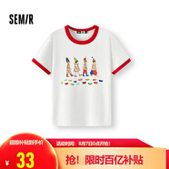 森馬（Semir）哈利波特聯(lián)名短袖T恤女短款2025夏季修身撞色套頭衫109325100045