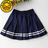G.duck女童百褶裙半身裙2023秋冬韓版親子裝兒童季新款中大童JK短裙毛呢 藏藍鑲邊 短裙 170 cm