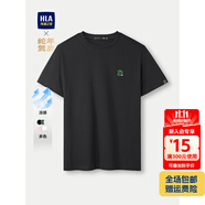 海瀾之家短袖T恤衫男女情侶裝25新款涼感輕薄休閑舒適短袖夏季 黑色2C XL -180/96A