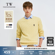 Teenie Weenie Men小熊男裝針織衫秋冬圓領(lǐng)絞花針織毛衣情侶同款 淺黃色 L (175)