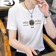 浪古 LAWKUL新款短袖t恤男夏季潮牌冰絲薄款男裝衣服圓領(lǐng)歐版燙鉆半袖小T體恤 LD5502白色 M