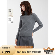 ELLE【100%綿羊毛】格雷系高領(lǐng)毛衣女2024冬裝新款軟糯毛針織衫 淺灰（升級(jí)款） M