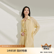 茵曼章若楠同款輕薄防曬苧麻棉女裝襯衫2025夏季新品襯衣上衣 黃色 M