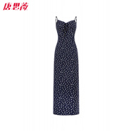 唐思薇韓版清冷?；冇{色碎花蕾絲邊針織連衣裙女夏季顯瘦長款吊帶裙 碎花吊帶裙 S (85斤-100斤)