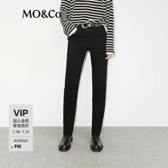MO&Co.牛仔褲2024冬新品含山羊絨中低腰九分修身小腳褲
