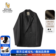 William fox&sons新復(fù)古回潮仿麂皮絨小西服男輕商務(wù)復(fù)古寬松易打理便西休閑西裝男 黑色（雙排扣） 2XL /54