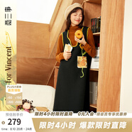 兩三事針織連衣裙女秋冬季復(fù)古無袖中長款裙子背心裙梵高兀自生長 黑色 L