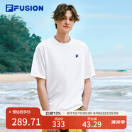 FILA FUSION斐樂潮牌女裝情侶款針織短袖衫2025春新款涼感防曬寬松T恤 標(biāo)準(zhǔn)白-WT 3XL （190/108A/XXXL）