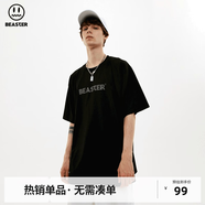 BEASTER短袖T恤男女同款國潮牌基礎(chǔ)款純色休閑圓領(lǐng)上衣易穿搭 黑色 S