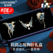 紀(jì)詩哲（GIEVSZHE）鏤空古韻胸針禮盒品牌胸針高檔女奢侈高端胸花胸針生日禮物送女友 彩羽之境胸針禮盒