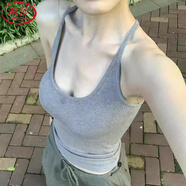 浪莎美式辣妹帶胸墊背心女2025新款U領(lǐng)掛脖遮副乳吊帶修身美背上衣
