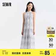 森馬觀園吉聯(lián)名連衣裙女肌理國(guó)風(fēng)夏收腰寬松掛脖長(zhǎng)裙109324114021