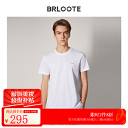 巴魯特（Brloote）百搭T恤男棉質感親膚刺繡短袖體恤夏裝 白色 165/88A