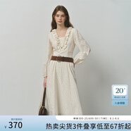 范思藍(lán)恩木耳邊珍珠長(zhǎng)袖V領(lǐng)衣裙女秋季2025新款浪漫刺繡裙子3291 米色 XS