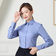 芭麥圖19式鐵路工作服 女士工作服襯衫長短袖藍(lán)色襯衣工裝路服鐵 內(nèi)穿長袖 S