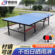 博森特（BOSENTE） 乒乓球桌家用可折疊乒乓球案子 乒乓球臺室內(nèi)折疊式標(biāo)準(zhǔn)兵浜球桌 室內(nèi)室外通用折疊帶輪款