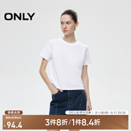 ONLY2025春季新款簡約舒適基礎(chǔ)純色圓領(lǐng)正肩短袖T恤女|125101058 A43 奶油白色 M (165) 84A