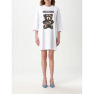 莫斯奇諾（MOSCHINO）女士短袖連衣裙Moschino風(fēng)簡約百搭小白裙 白色 均碼 |40
