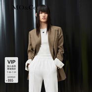 MO&Co.寬肩風(fēng)權(quán)力多彩休閑西裝外套休閑寬松西裝外套女中長(zhǎng)款西裝 卡其綠色-第2批 XS 155