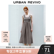 UR夏季新款女裝時尚法式簡約高級感拼接連衣裙UWU740055 卡其綠 L