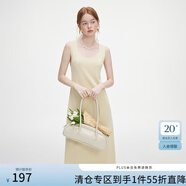 范思藍(lán)恩秋季灰色無袖背帶針織裙女2024新款休閑舒適打底裙修身連衣裙女 奶酪黃 S