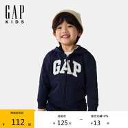 GAPGap男幼童2025春季新款經典大logo拉鏈連帽衛(wèi)衣兒童裝美版744384