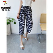 啄木鳥(niǎo)七分褲夏季大碼綿綢家居棉綢褲子寬松休閑馬褲可外穿人造棉睡褲 修身小米奇修/身 5XL 140斤以下