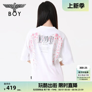 BOY LONDON【繁花】潮牌T恤情侶款短袖櫻花翅膀印花N01712 白色 S
