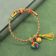 bhiodha品質端午節(jié)五彩繩手鏈手工編織兒童刺繡虎頭粽子香包吊墜五 福粽+繡球+流蘇端午長命縷