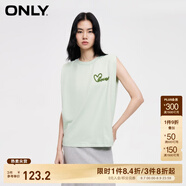 ONLYONLY夏季時尚簡約圓領(lǐng)刺繡寬松背心無袖T恤女|124101084 C60 海泡綠色 XS 155/76A