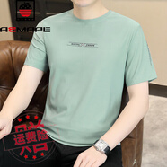 AEMAPE美國蘋(píng)果t恤男半袖男款新款T恤休閑冰絲速干透氣短袖夏裝體恤衫 淺綠色 L