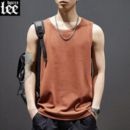 Lee dprre無(wú)袖T恤男運(yùn)動(dòng)背心男寬松大碼坎肩純色無(wú)袖夏季戶外健身籃球體恤 磚紅 XL 適合150-170斤