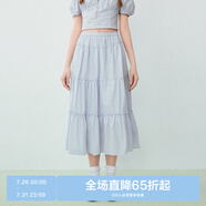 樂町韓系甜美蛋糕長裙少女感純棉半身裙基礎好穿長裙 嬰兒藍（現(xiàn)貨） XS