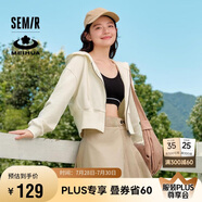 森馬梅花系列外套女短款顯高刺繡春秋寬松連帽夾克109524108006