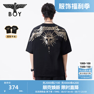 BOY LONDON【暗黑羅盤】夏情侶款短袖權(quán)杖印花炸街潮牌T恤N01906 黑印金N01906 經(jīng)典升級(jí)款 M