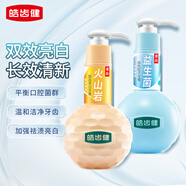 皓齒?。℉osjam）亮白牙膏按壓式 薄荷清新口氣護(hù)齦潔齒 去黃減少牙菌斑牙漬 益生菌+火山巖2支裝440g