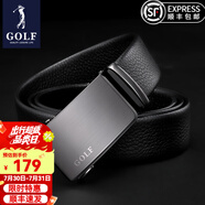 高爾夫（GOLF）牛皮皮帶針扣男士皮帶真牛皮腰帶禮盒男式褲帶送男友父親節(jié)禮物 雙面頭層牛皮黑槍色4965