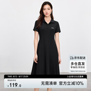尚都比拉簡(jiǎn)約通勤連衣裙女夏季收腰A字裙短袖polo裙 黑色152L59055  S