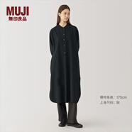 無印良品（MUJI）Labo 女式 起毛斜紋 連衣裙 女裝裙子冬季長裙純棉 AF00NA4A 黑色 L （165/88A）