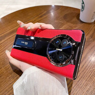 鯨咖適用華為matex6手機殼真皮新款智能翻蓋皮套matex7典藏版支架matex5鏡頭全包防摔x6高級感男女商務(wù) 【紅色】智能免翻蓋-高端進(jìn)口牛皮-自帶支架 Mate X6典藏版