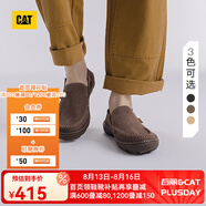 CAT卡特休閑皮鞋男鞋25春新品一腳蹬薄皮輕量舒適干爽通勤鞋船鞋 棕色 42