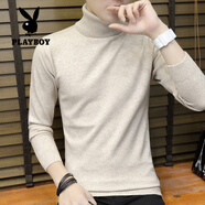花花公子（PLAYBOY）毛衣男裝韓版修身型男裝百搭V領潮流個性秋冬裝針織打底衫秋衣服 889米色 L