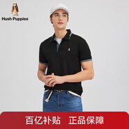 Hush Puppies【經(jīng)典休閑】暇步士男裝春夏撞色線條短袖POLO衫 097黑色3 XL