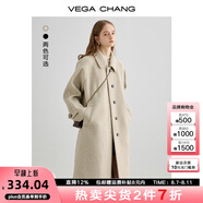 VEGA CHANG毛呢大衣女中長款2025冬新款愛心扣高級感外套 燕麥色 S