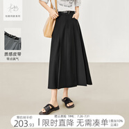 對白【杜鵑同款】格雷系經(jīng)典百褶半身裙女2025夏季新款百搭A字裙 靜謐黑 L