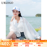 lagogo輕盈透氣亮片白襯衫女拉谷谷2025年春夏新款舒適落肩袖罩衫 本白色 L