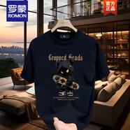 羅蒙夏季新款純棉T恤男大碼寬松高級感父親節(jié) 黑色-C-S滑板熊 -D374 L 【建議125145斤】